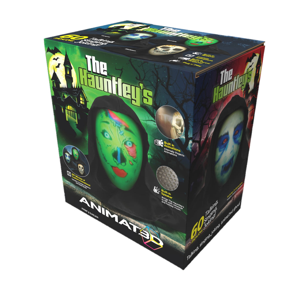 ANIMAT3D The Hauntley's Talking Animated Haunted Head with Built in Projector & Speaker Plug'n Play
