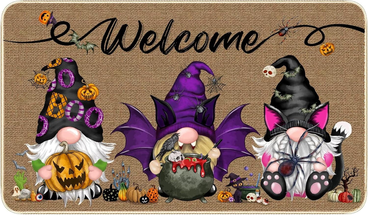 ASKETAM Halloween Doormat Indoor/Outdoor Non-Slip Carpet 19.5" x 31.3" (Gnome)