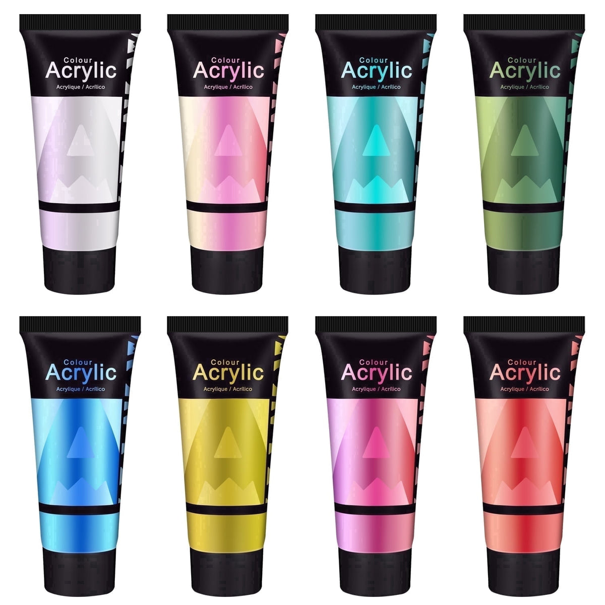 AUREUO Galaxy Glitter Acrylic Paint Set - 8 Twinkle Colors 0.71 Fl Oz / 21ml Tubes Sparkling Art Paints for Crafts Decor Non-toxic Painting Supplies for Artists