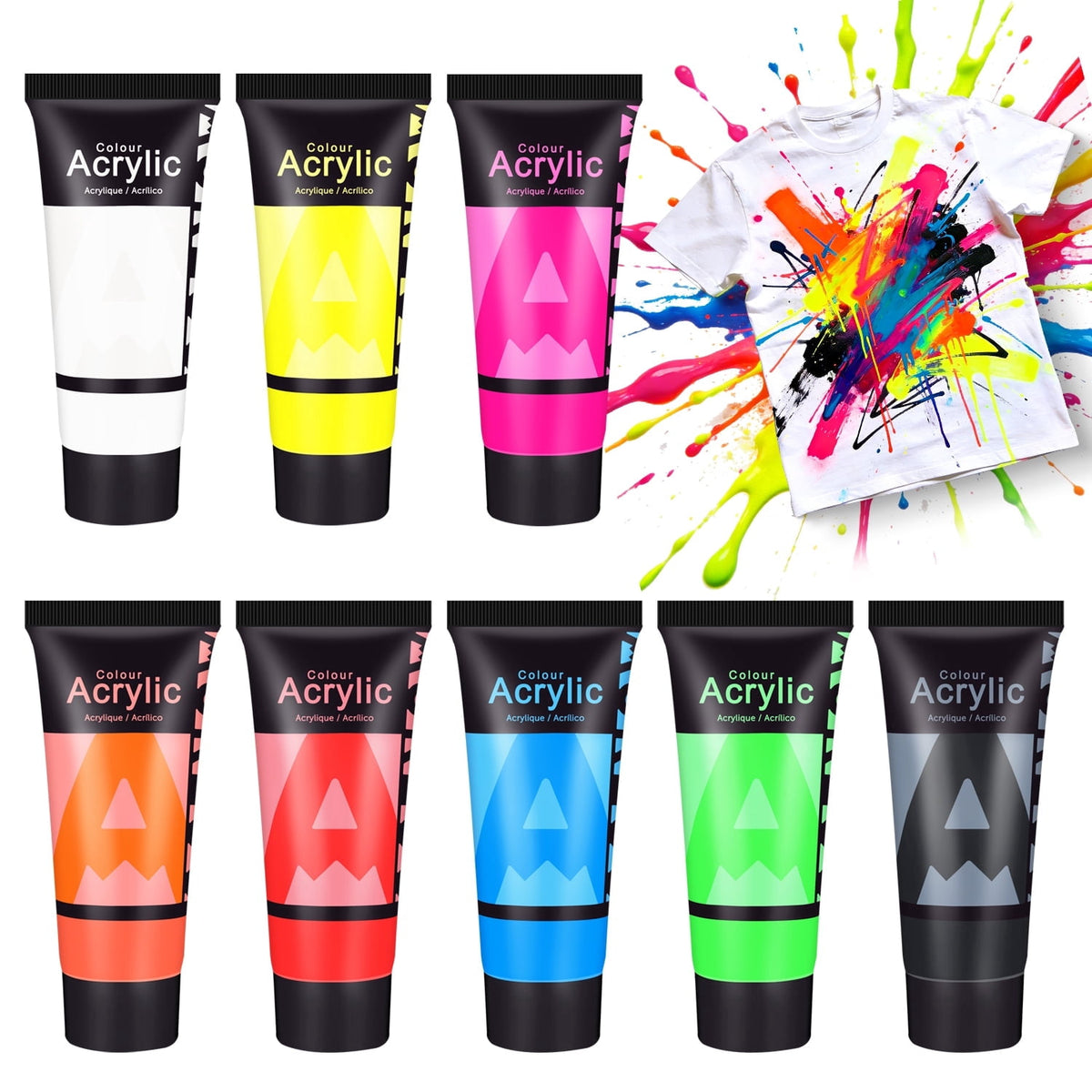 AUREUO Galaxy Glitter Acrylic Paint Set - 8 Twinkle Colors 0.71 Fl Oz / 21ml Tubes Sparkling Art Paints for Crafts Decor Non-toxic Painting Supplies for Artists