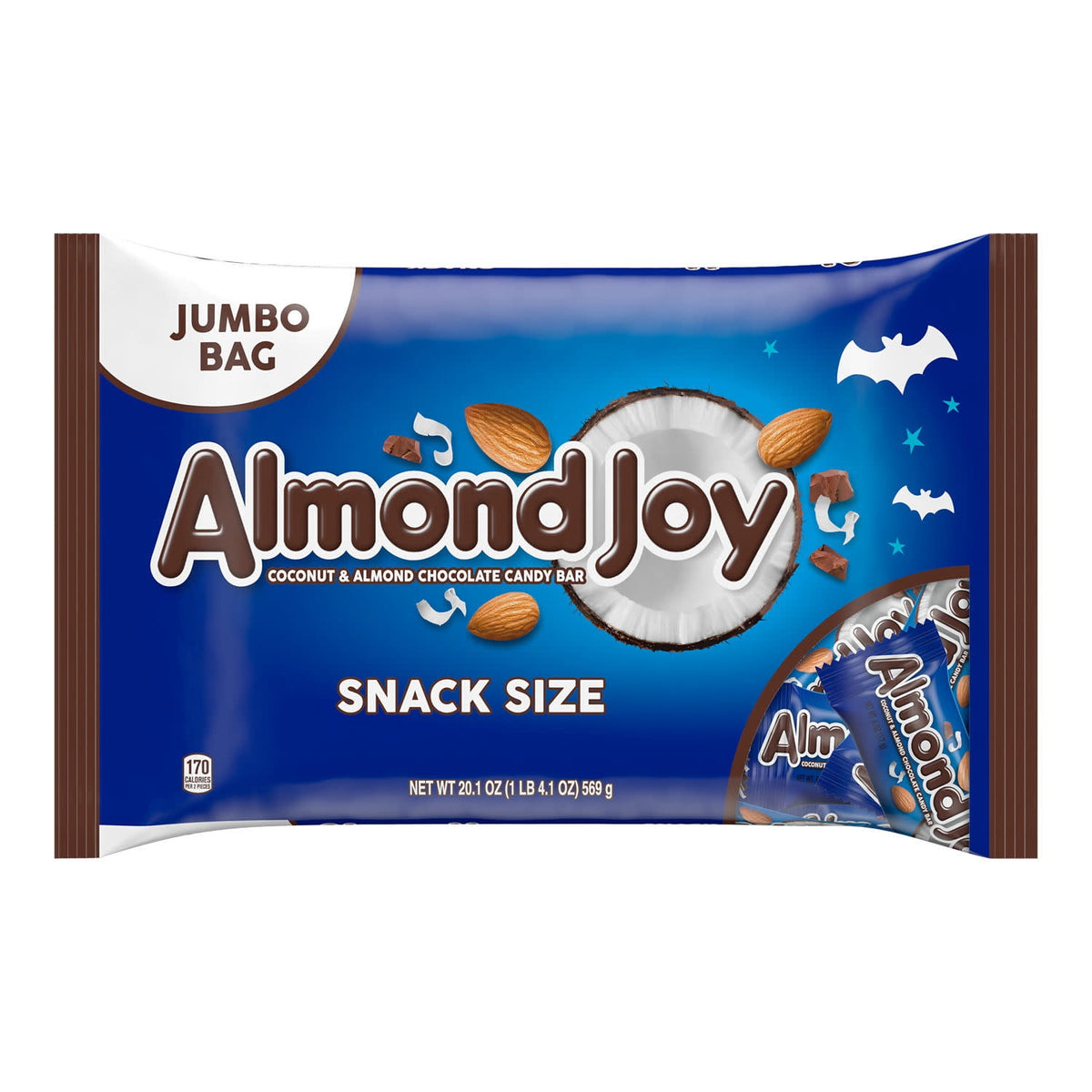 (2 pack) Almond Joy Coconut and Almond Chocolate Snack Size, Halloween Candy Jumbo Bag, 20.1 oz
