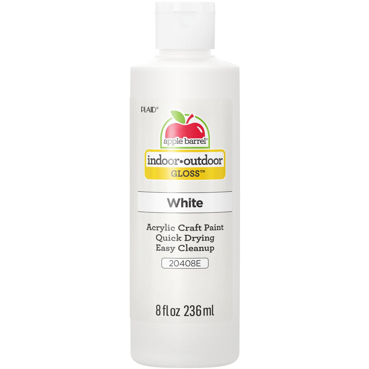 Apple Barrel Acrylic Craft Paint, Gloss Finish, White, 8 fl oz
