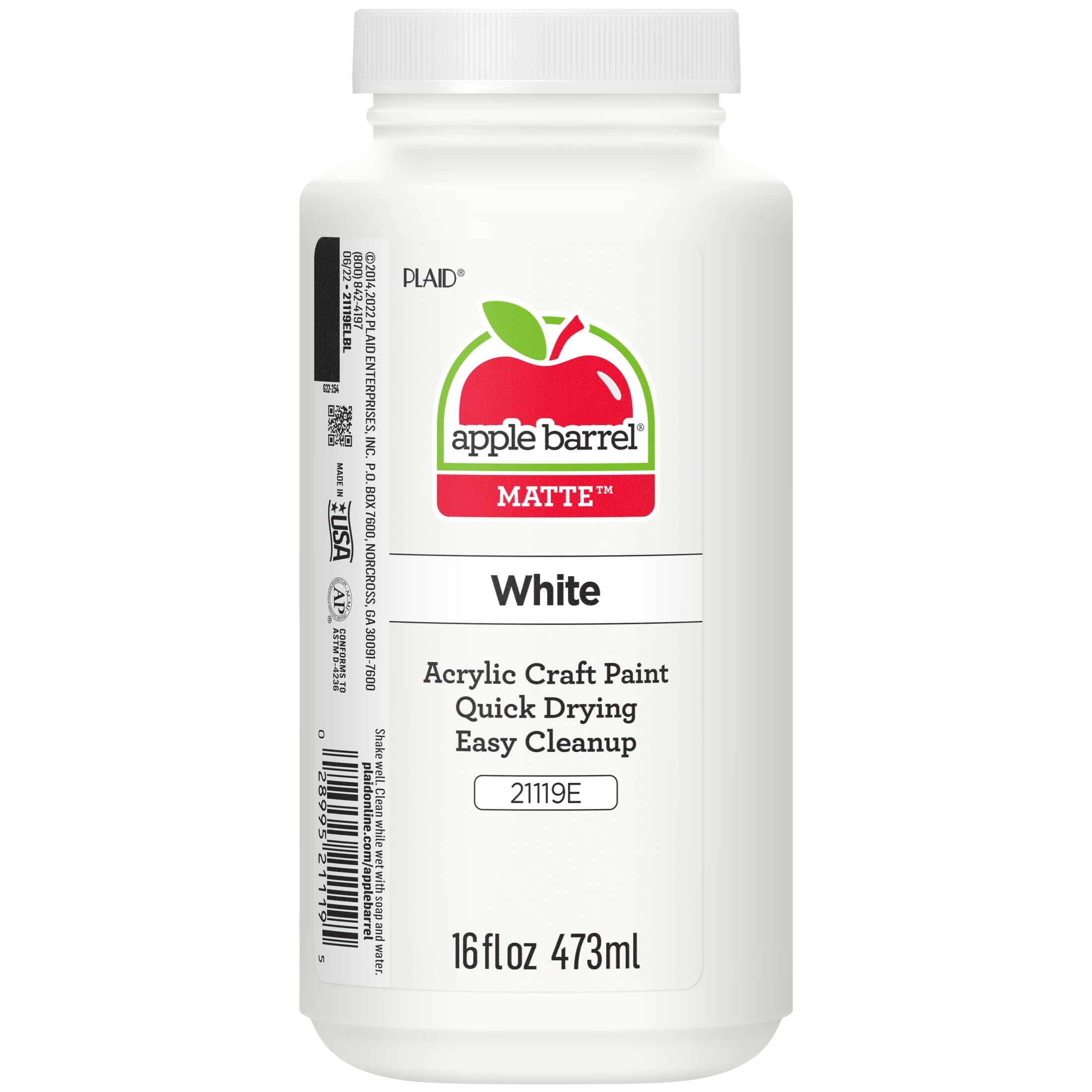 Apple Barrel Acrylic Craft Paint, Matte Finish, White, 16 fl oz.