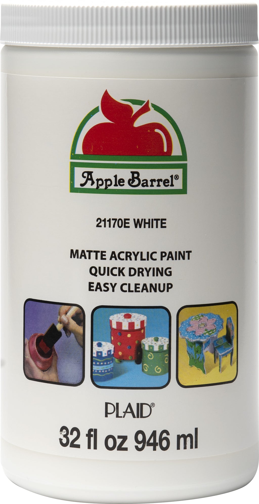 Apple Barrel Acrylic Craft Paint, Matte Finish, White, 32 fl oz