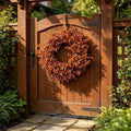 OKKVV Artificial Orange Fall Leaf Front Door Wreath, Rustic Autumn Foliage Twig Wreath, Harvest Thanksgiving Halloween Farm Window Wall Hanging Decor