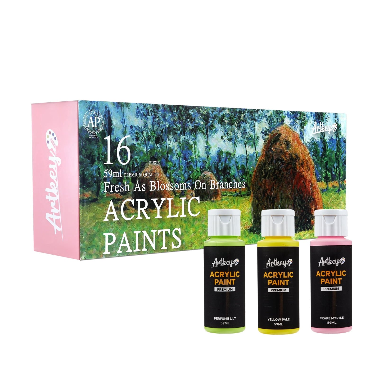 Artkey Acrylic Craft Paint Set, Festival, 24 Colors (2-Ounce)