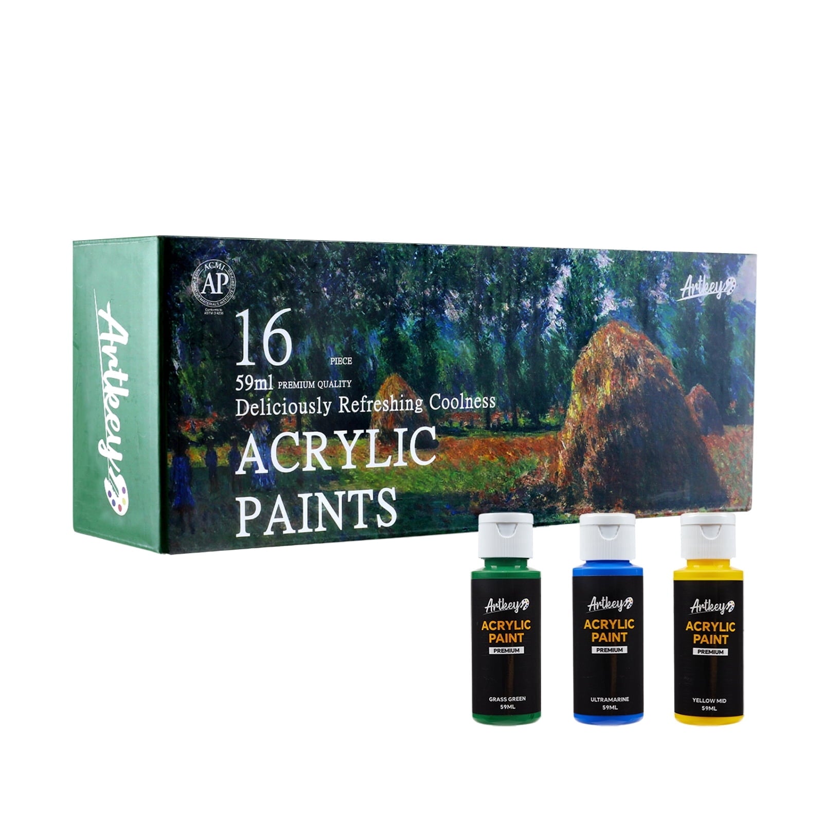 Artkey Acrylic Craft Paint Set, Festival, 24 Colors (2-Ounce)