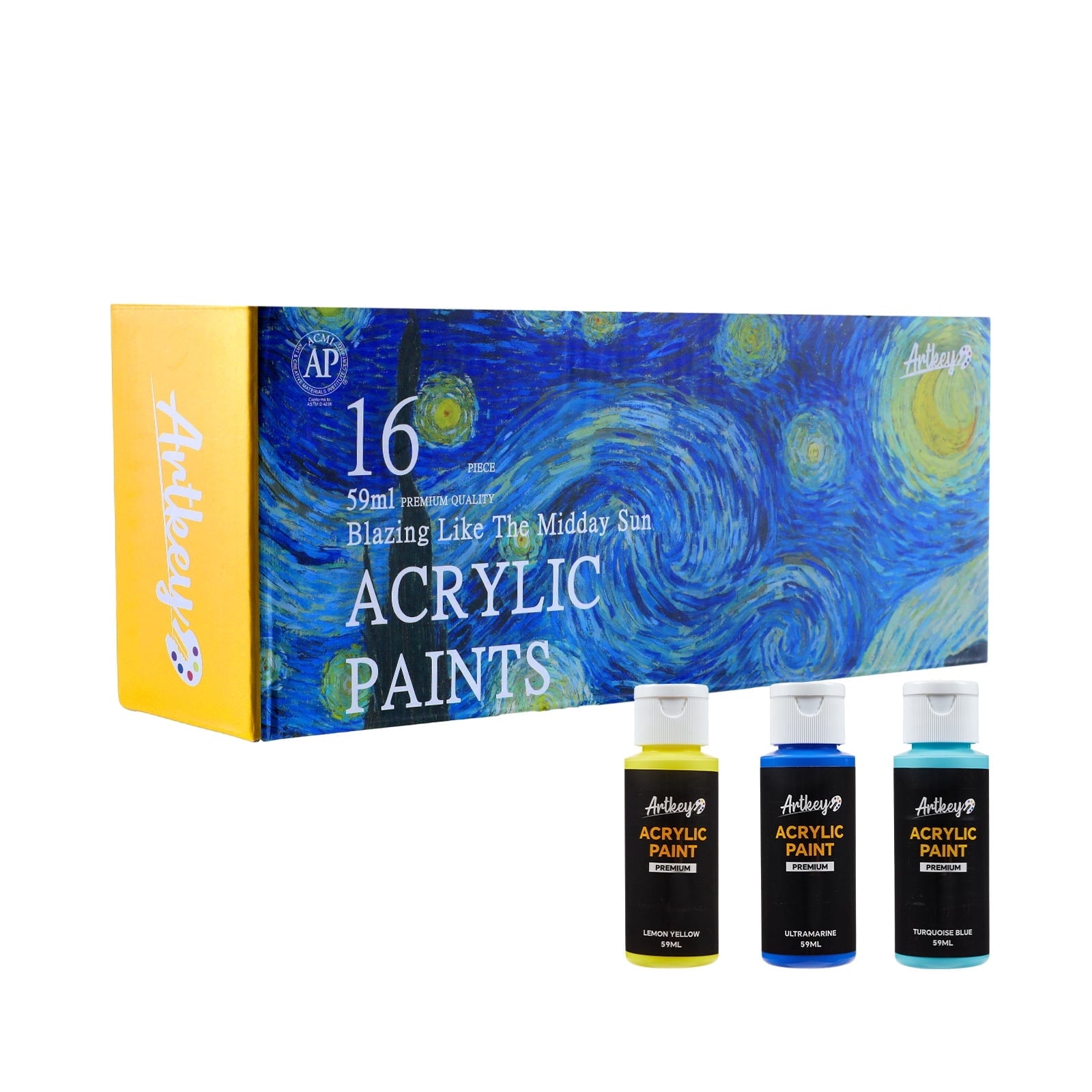 Artkey Acrylic Craft Paint Set, Festival, 24 Colors (2-Ounce)