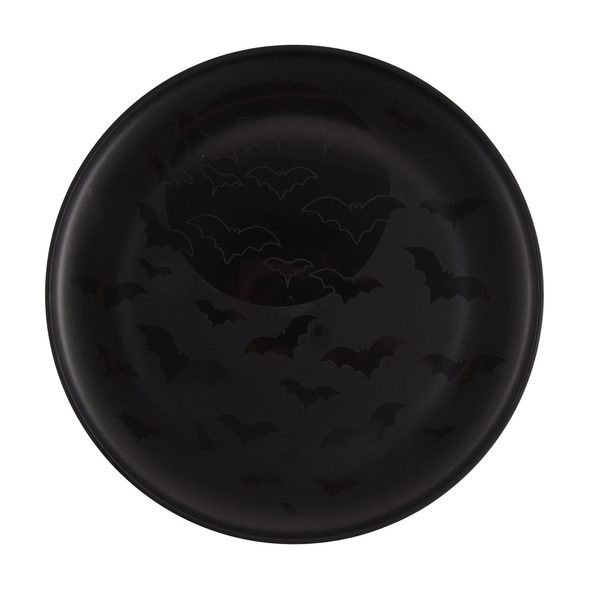 Mainstays 10.5 in Round Plastic Halloween Bats Dinner Plate, Black