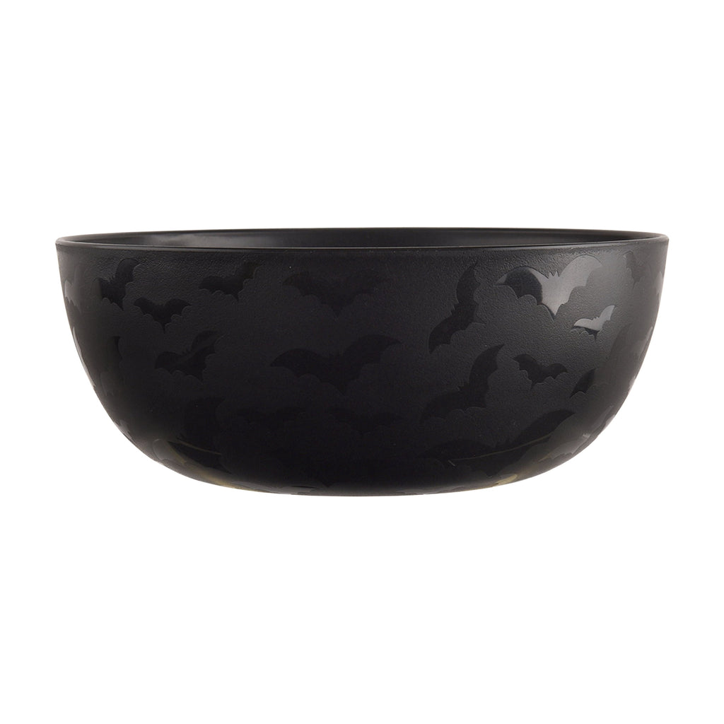 Mainstays 38 Ounce Round Plastic Etched Bats Bowl, Black