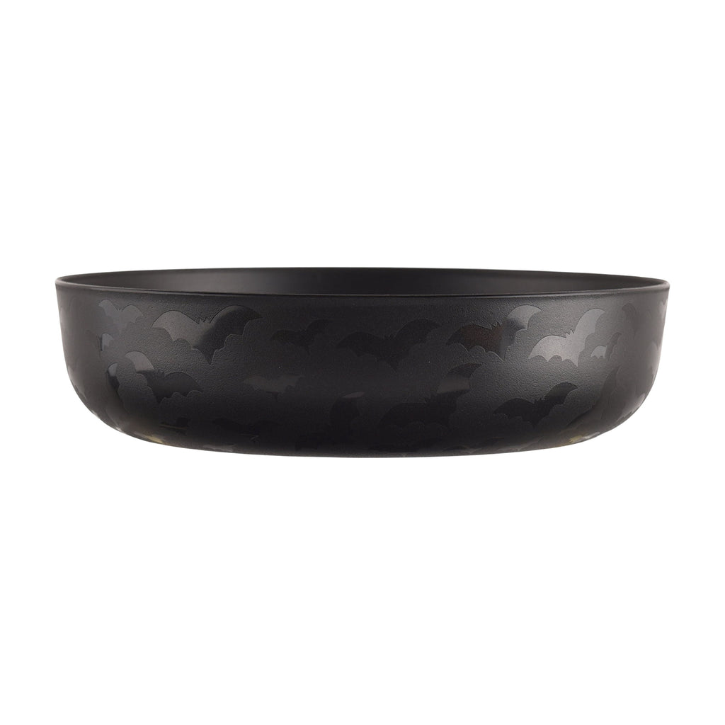 Mainstays 42 oz Round Plastic Dinner Bowl, Etched Bats, Black