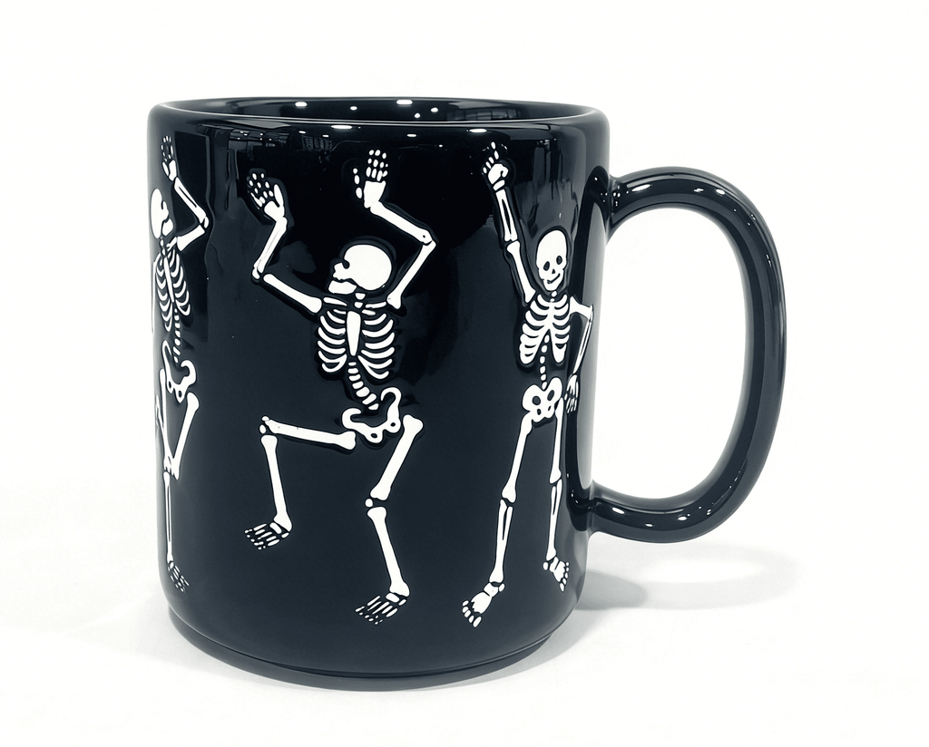 Way To Celebrate Halloween Dancing Skeleton Stoneware Mug, Black, 18.7 oz