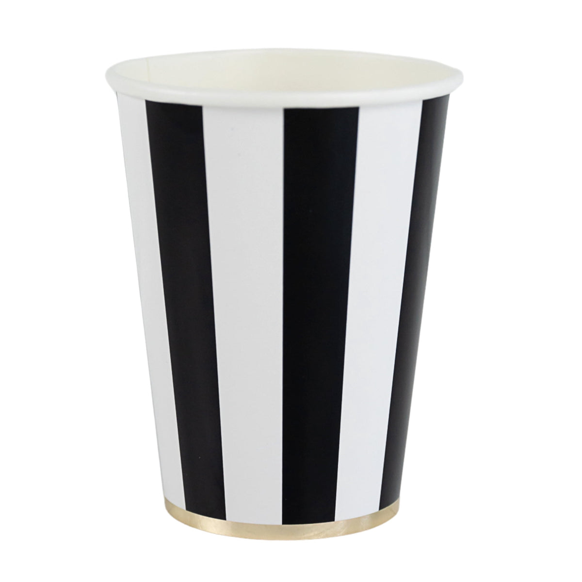 Bonjour Fête Black Stripe Paper Party Cups, Disposable Party Supplies, 8 Count, 12 Oz, Birthday, Halloween, New Years Eve