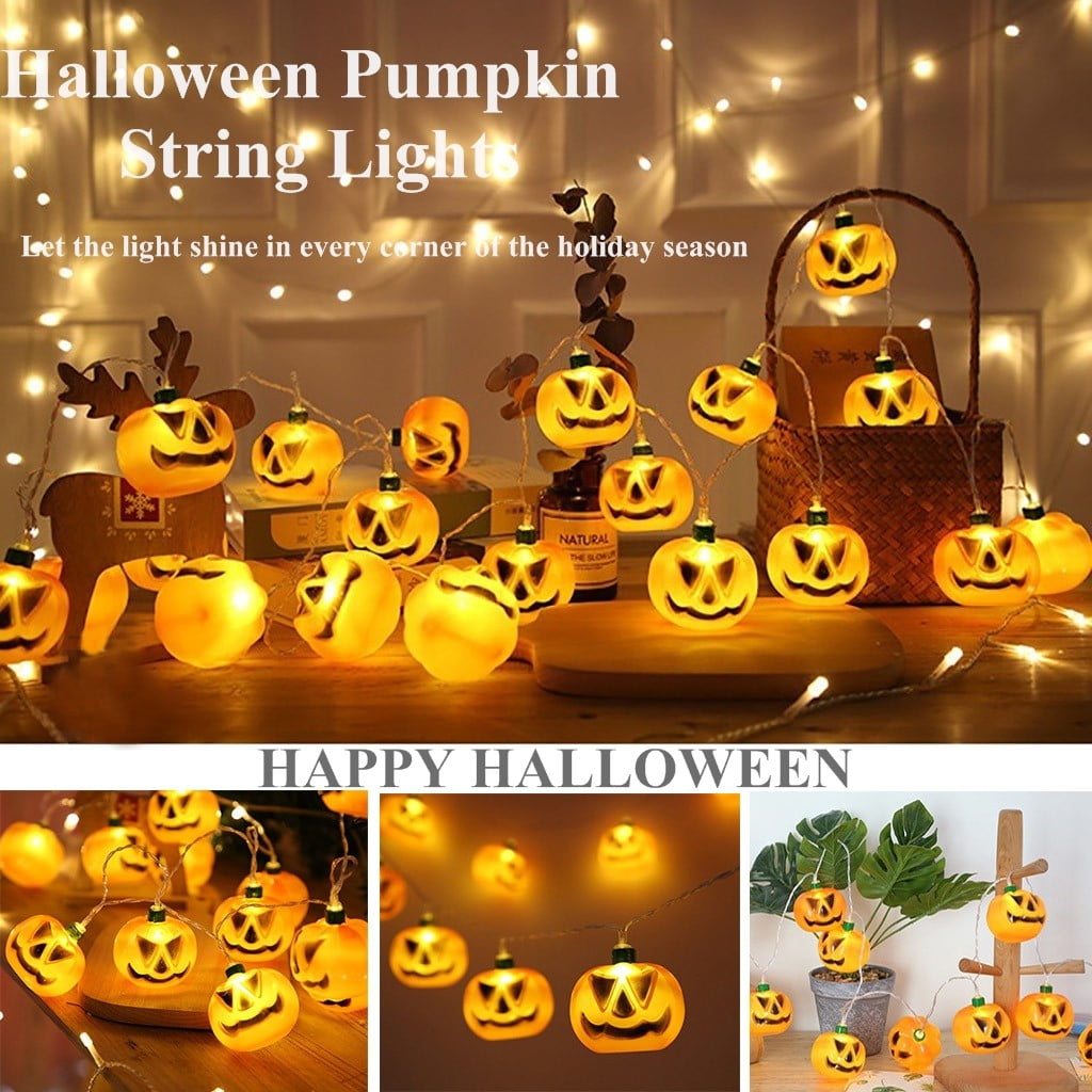 BZPIZ Halloween Decorations Halloween Pumpkin String Lights Pumpkin String Lights Plug in, 20 Orange Lights String Connectable Indoor/Outdoor for Outdoor, Indoor, Window, Patio, Party Dec