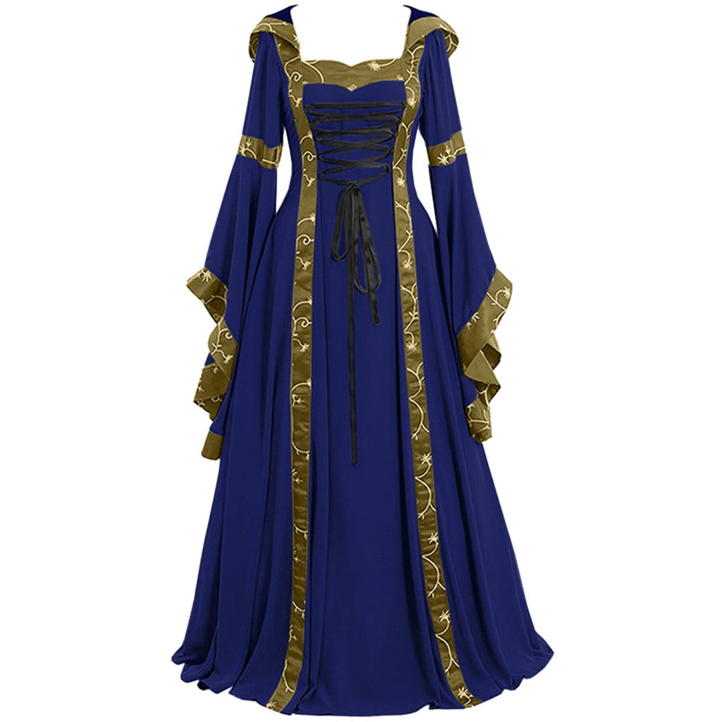 Babysbule Fall Womens Summer Dresses Fashion Women's Vintage Floor Length Gothic Cosplay Long Sleeve Bandage Dress