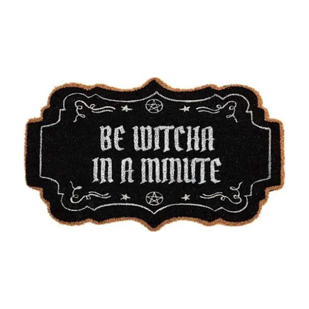 Be Witcha In A Minute Ornate Coir Doormat Halloween Decorations, Weather Resistant Non Slip Mat for Front Porch Witch Gothic Home Decor
