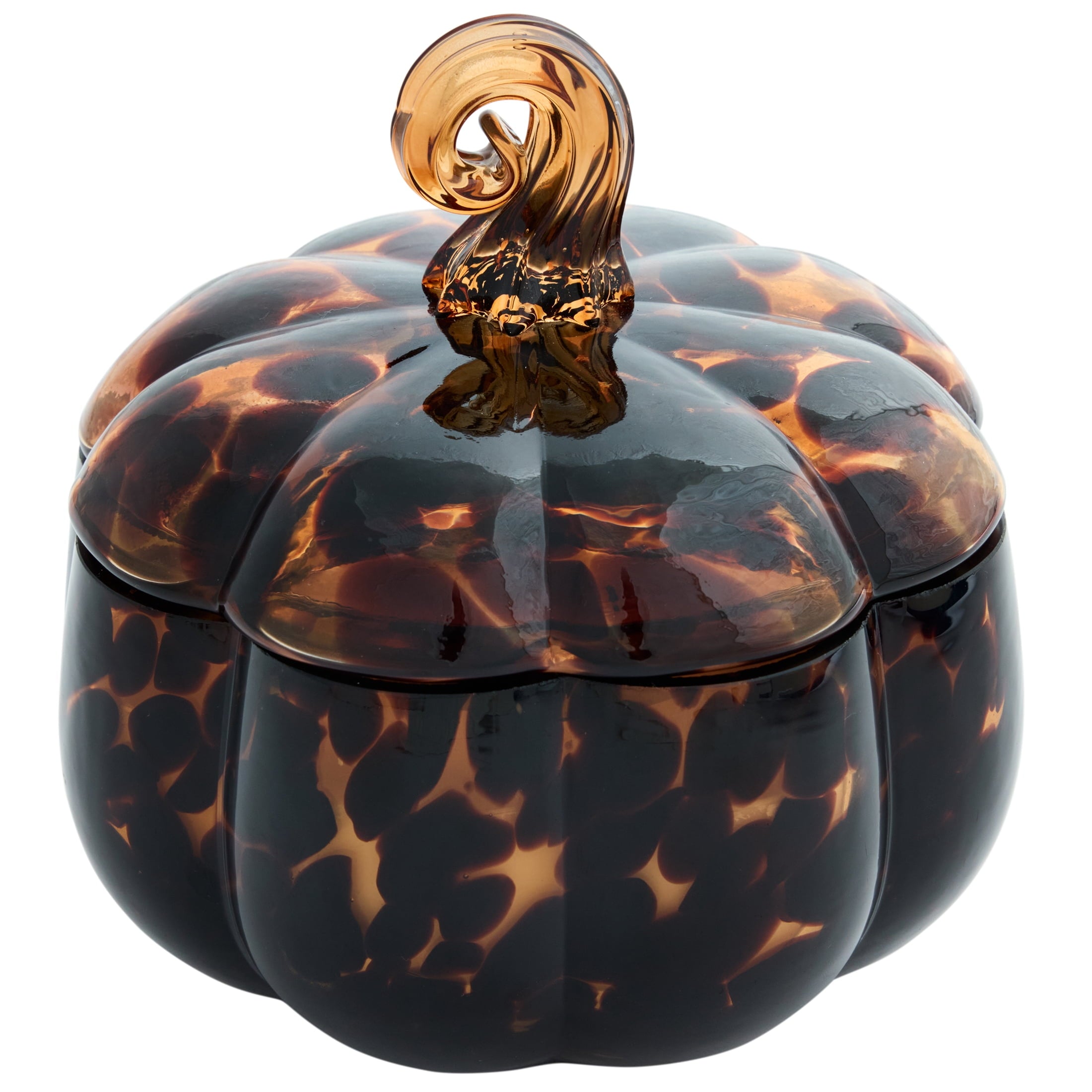 Better Homes & Gardens 2-Wick 18 oz White Tortoiseshell Glass Pumpkin Jar Candle, Pumpkin Snickerdoodle Swirl