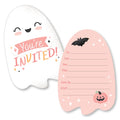 Big Dot of Happiness Pastel Halloween - Shaped Fill-In Invitations - Pink Pumpkin Party Invitation Cards with Envelopes - Set of 12