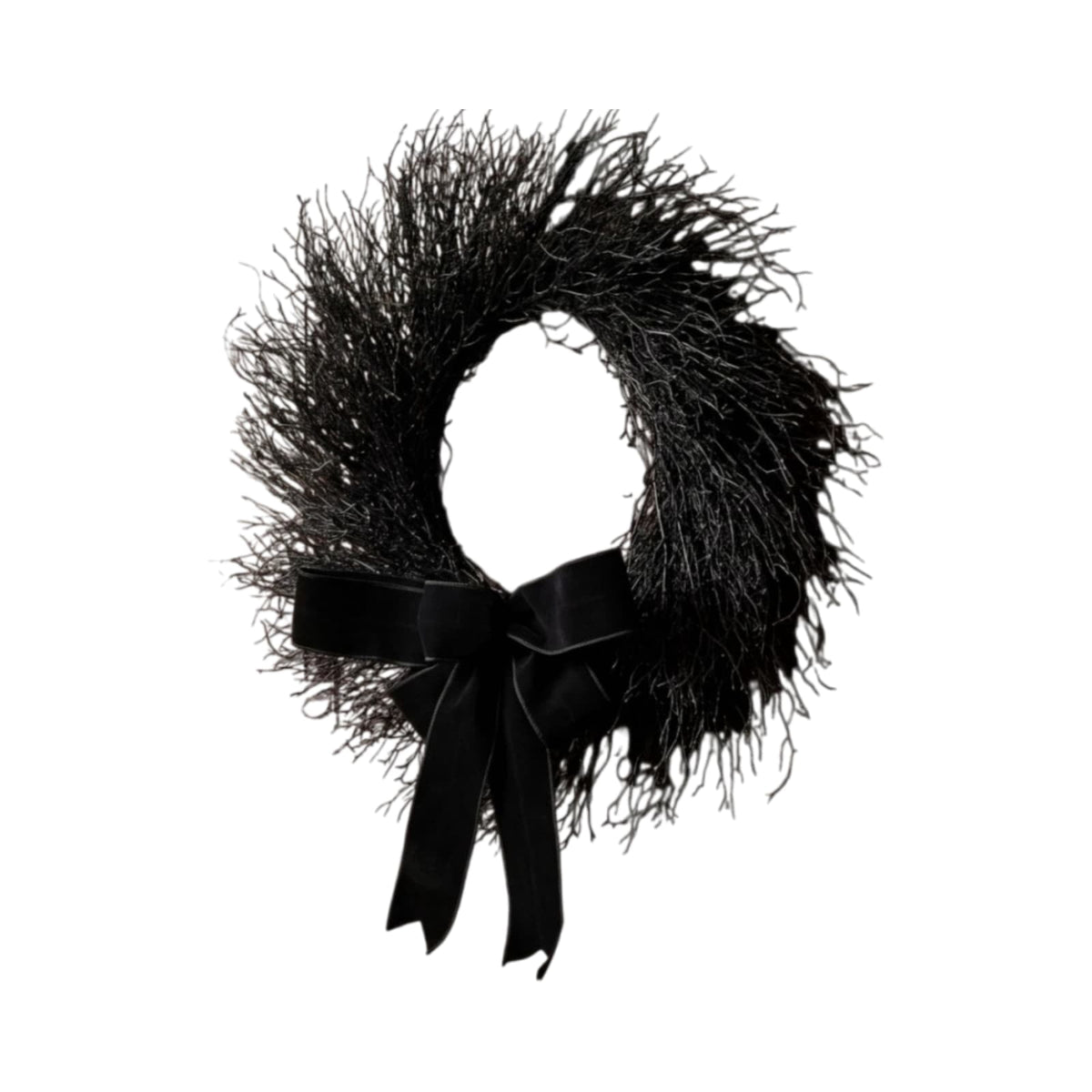 Drapey Faux Cedar Wreath,Halloween Wreath, Draped Foliage Front Door Wreath, Indoor Outdoor Weather Resistant Gothic Porch Wall Decor for Halloween Seasonal Decoration,Black, 16"