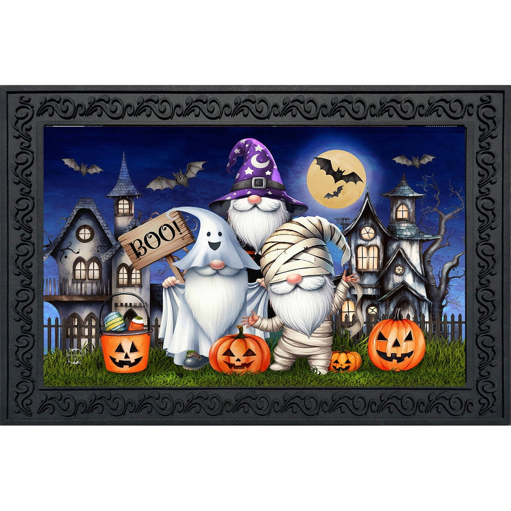 Briarwood Lane Halloween Doormat 30x18 Indoor Outdoor Costumed Gnomes For Halloween Doormat