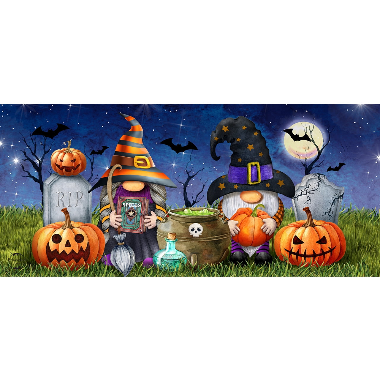 Briarwood Lane Halloween Gnomes Mini Mat 22x10 Indoor Outdoor For Halloween Doormat