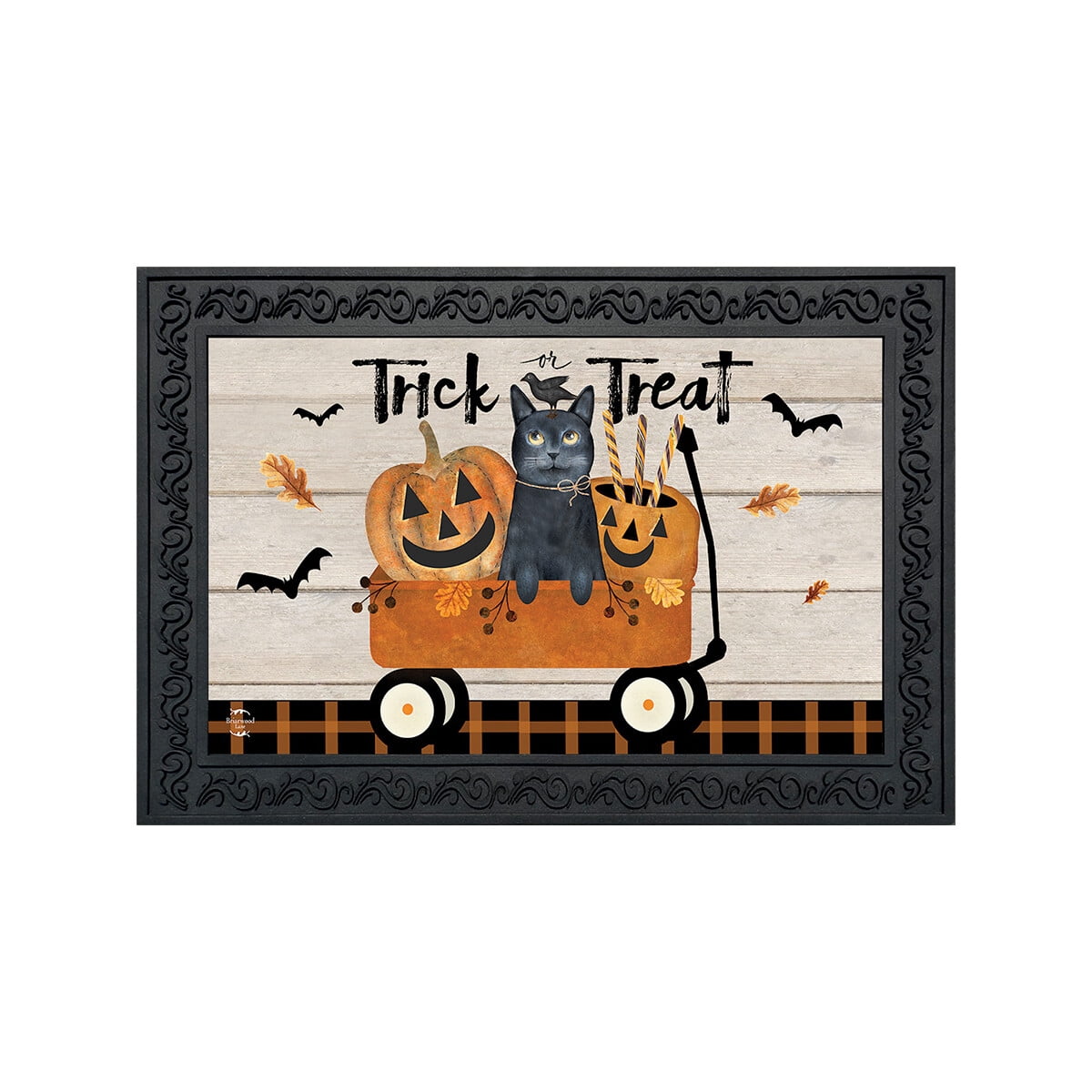 Briarwood Lane Halloween Doormat 30x18 Indoor Outdoor Trick Or Treat Wagon For Halloween Doormat