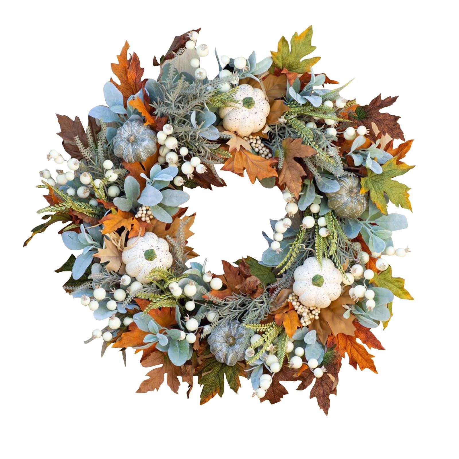Btomtd Diameter 8" Pumpkin Skull Wreath Halloween Decor Acrylic Round Disk Hanging Ornament with Garland for Front Door Window, B