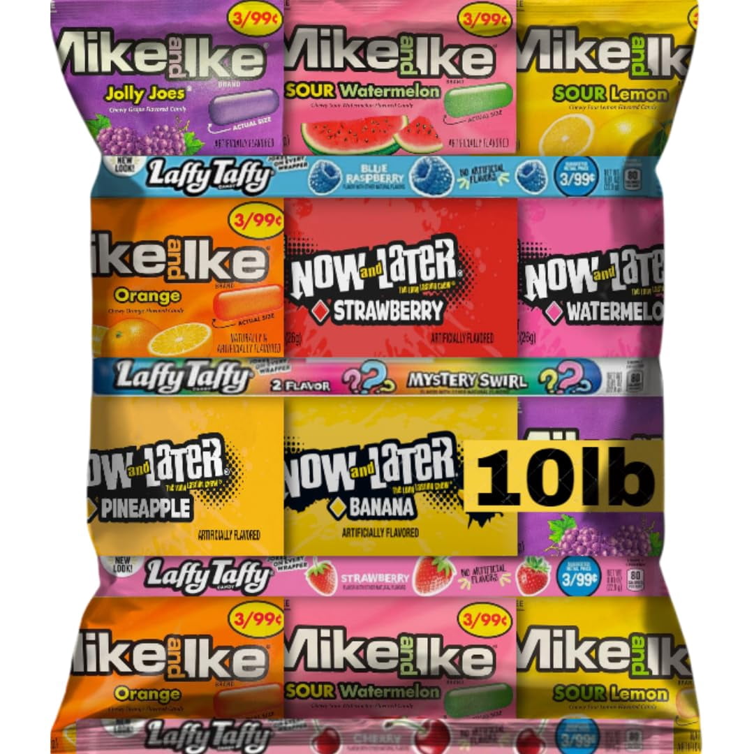 Bulk Candy Mix Variety Pack 10 LB – 192 Count Individually Wrapped Assorted Candy, Party Favor, Halloween Treats, Birthday Snacks, Candy Buffet, Classroom Treats