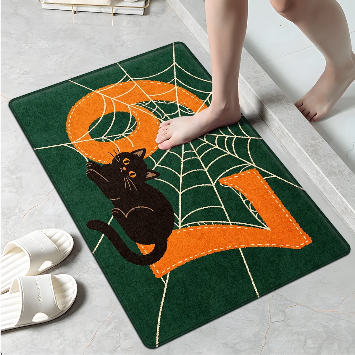 CCTFS Halloween Skeletons Holding Hot Drinks Household 1Pc Flannel Mat and Kitchen Rugs,Soft Non-slip for Bedroom Entryway