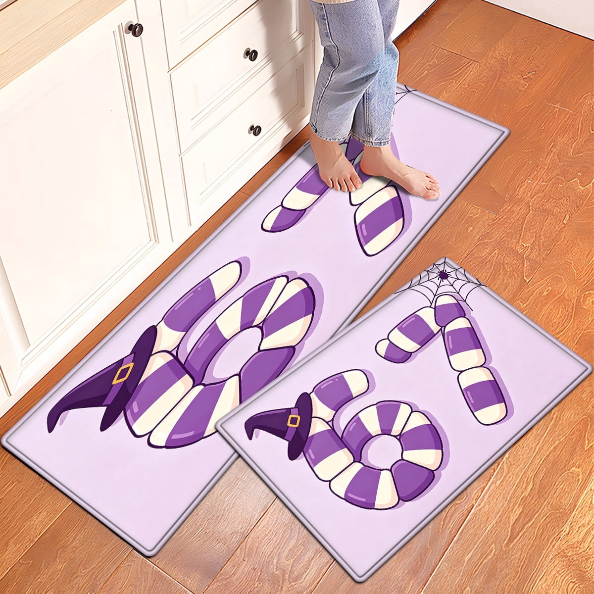 CCTFS Halloween Skeletons Holding Hot Drinks Household 1Pc Flannel Mat and Kitchen Rugs,Soft Non-slip for Bedroom Entryway