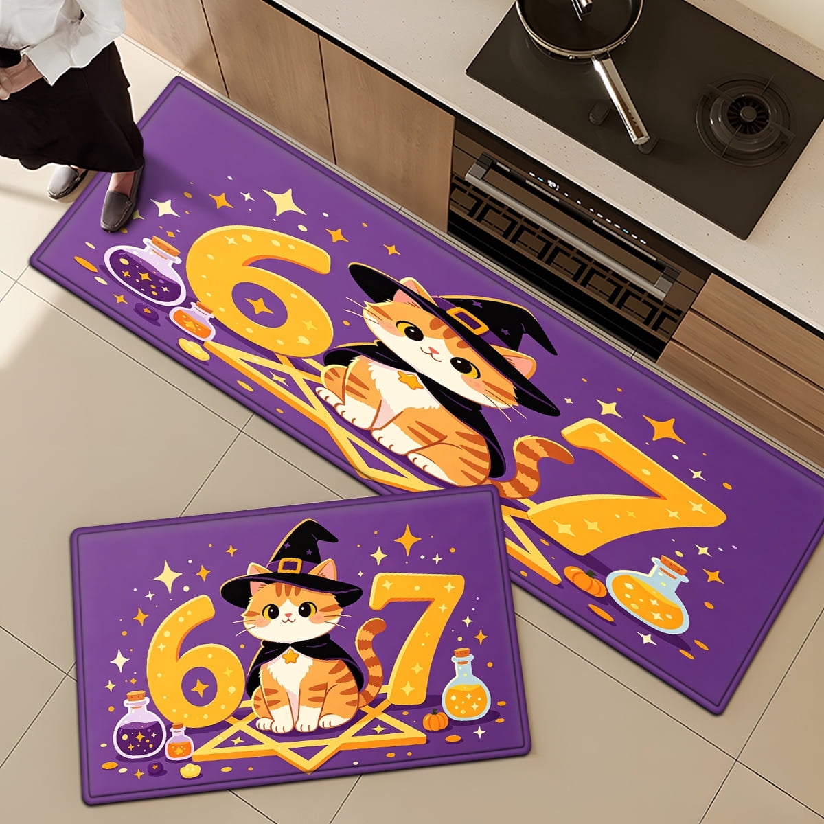 CCTFS Halloween Skeletons Holding Hot Drinks Household 1Pc Flannel Mat and Kitchen Rugs,Soft Non-slip for Bedroom Entryway