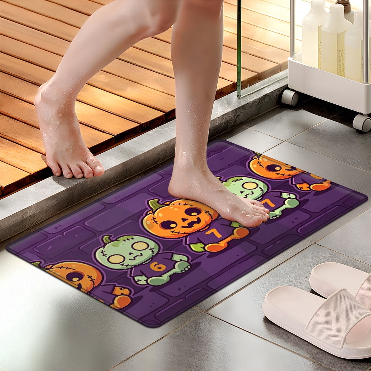 CCTFS Halloween Skeletons Holding Hot Drinks Household 1Pc Flannel Mat and Kitchen Rugs,Soft Non-slip for Bedroom Entryway