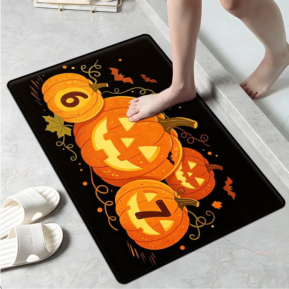 CCTFS Halloween Skeletons Holding Hot Drinks Household 1Pc Flannel Mat and Kitchen Rugs,Soft Non-slip for Bedroom Entryway