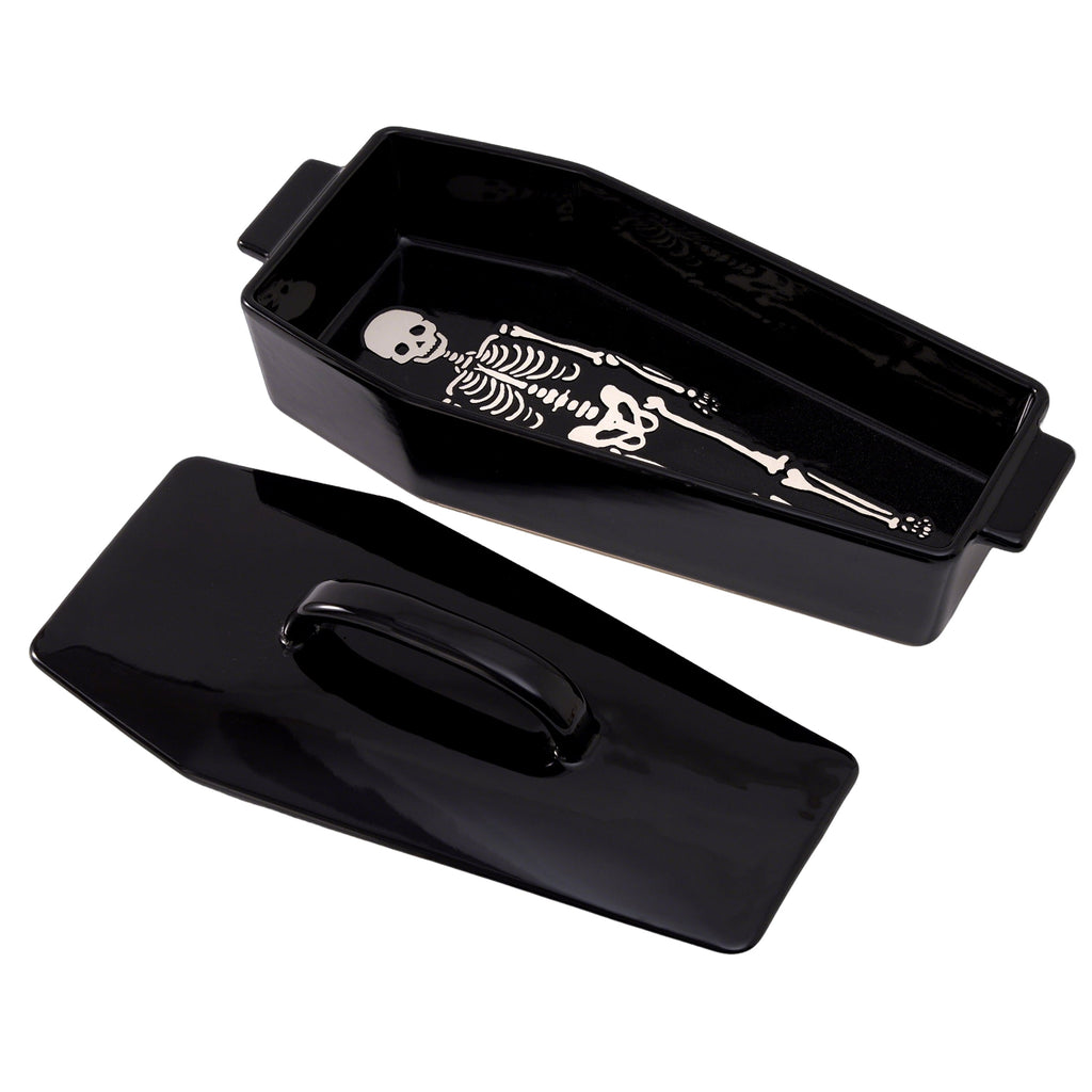 WTC Coffin Figural Stoneware Bake & Serve Dish With Lid, Ceramic Coffin Bake Pan with Cover
