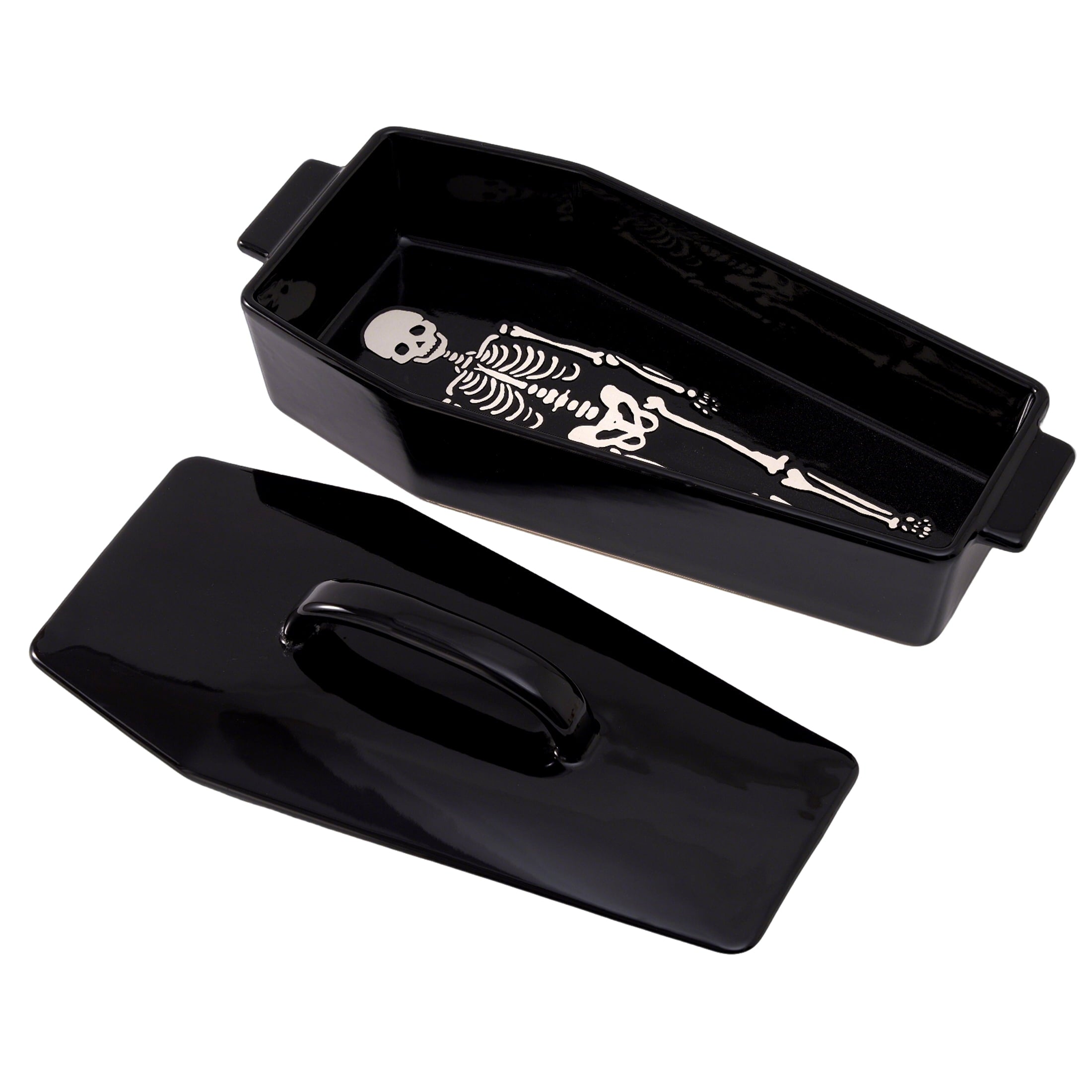 WTC Coffin Figural Stoneware Bake & Serve Dish With Lid, Ceramic Coffin Bake Pan with Cover