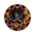 Candy Corn Octopus Abyss Quilted Round Mat, 3D Halloween Optical Illusion Rug, Optical Illusion with Depth Pattern, Non- Soft Fabric (15.7in)