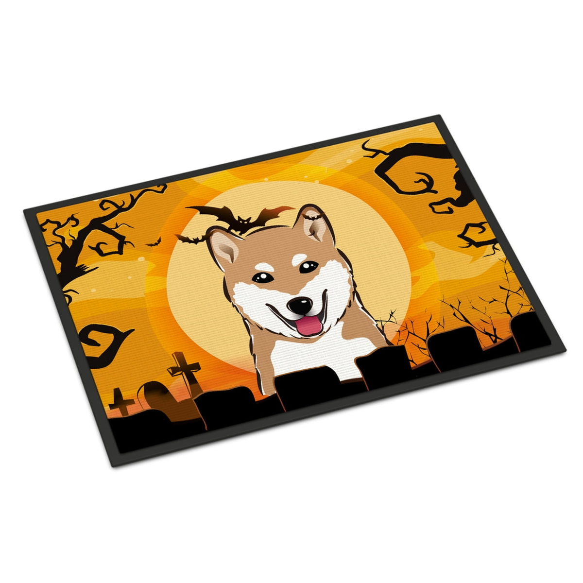 Caroline's Treasures BB1783JMAT Halloween Shiba Inu Door Mat, Indoor Rug or Outdoor Welcome Mat 24x36 Doormat , 36"L x