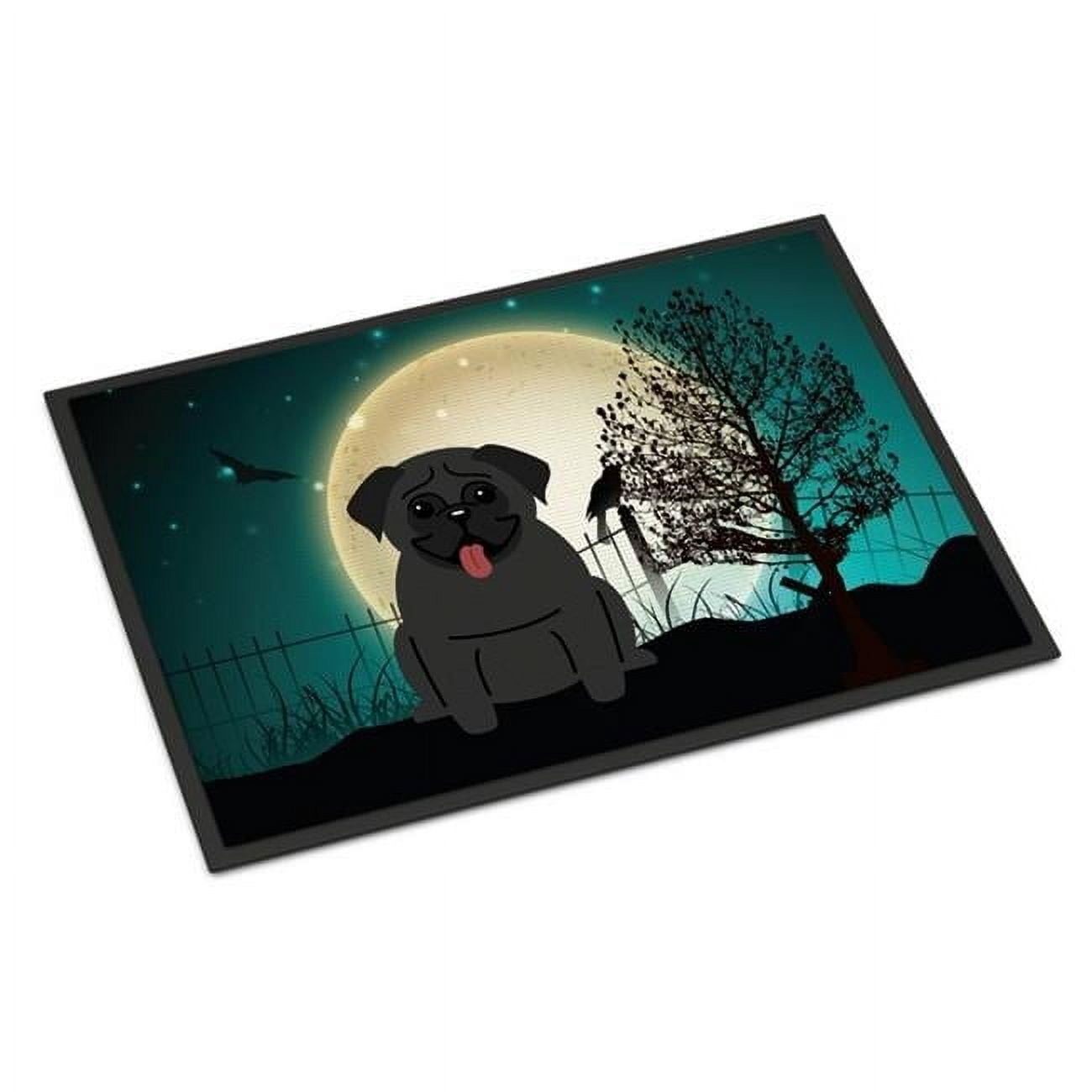 Carolines Treasures Halloween Scary Pug Black Indoor or Outdoor Mat - 24 x 0.25 x 36 in.