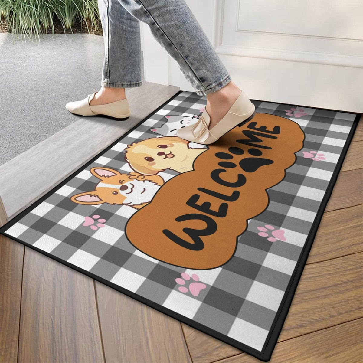Bear Rugs Tribal Doormat Non-Slip Absorbent Resist Dirt Front Door Mat Machine Washable Welcome Mats Outdoor Inside Floor Rugs for Entryway 30" X 17"…