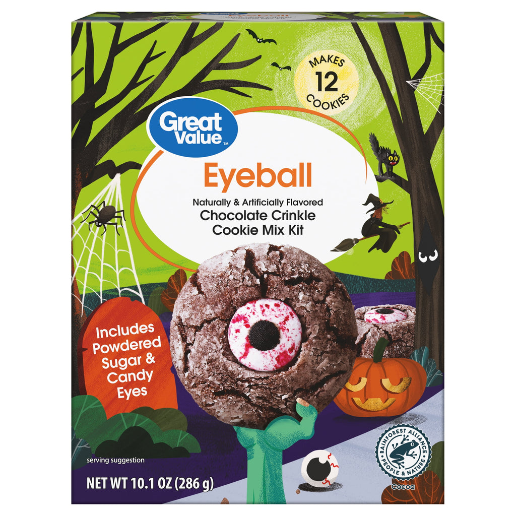 Great Value, Chocolate Crinkle Eyeball Cookie Kit, 10.1 oz