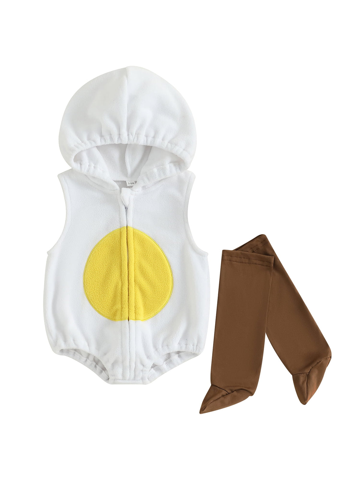 Cjfdfy Newborn Baby Boy Girl Halloween Animal Costume Infant Baby Fox Puppy Dog Frog Poached Egg Costume Fall Winter Sleeveless Hooded Zipper Romper Leg Warmers Set Toddler Halloween Cosplay Outfits