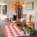 Clearance! 2024 New Halloween Fall Outdoor Rug Orange Plaid Outdoor Rug Hand, Woven Check Rug Layered Doormats for Front Door/Front Porch/Farmhouses/Entryway/Patio