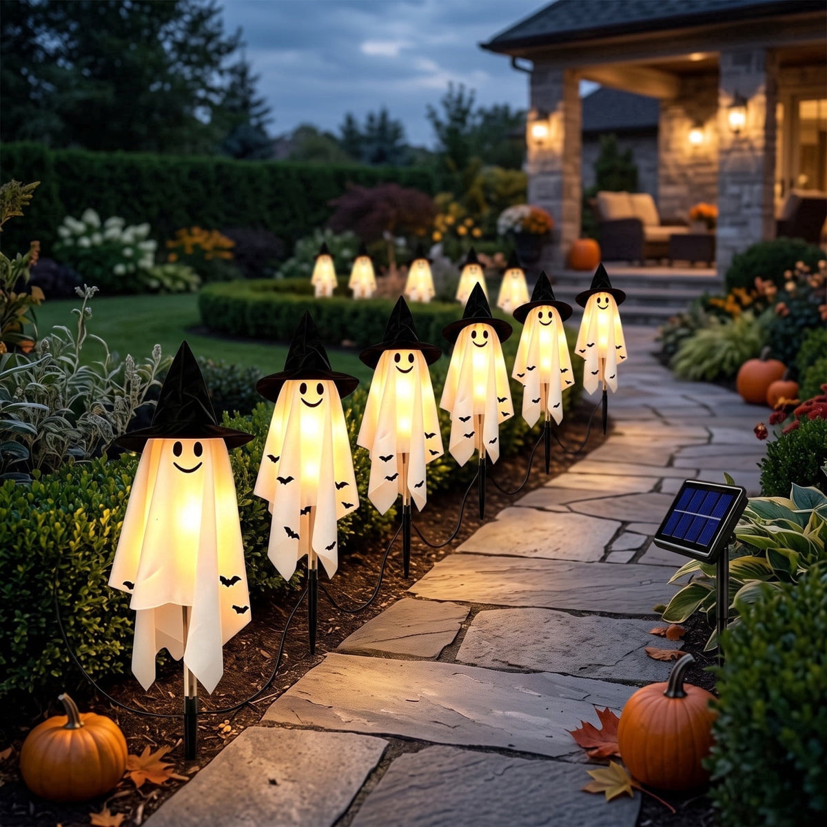 Clearance! Highland Cow Solar Garden Light, 18in Garden Statue with LED Glow, Waterproof Outdoor Yard Decor Stake, Resin Lawn Pathway Light for Backyard Patio Porch Halloween Gift