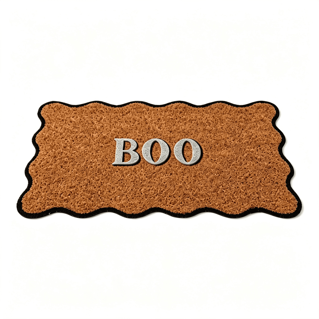 Clearance Halloween Multicolor Scallop Boo Outdoor Coir Doormat, 48" x 30" Large Halloween Bath Rug, Halloween Decoration Outdoor Indoor, Gift for Women Men