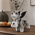Clearance Halloween Schnauzer Bat Figurine with Ghost Bucket, 8 inch Resin Cute Dog Gifts Tabletop Decor