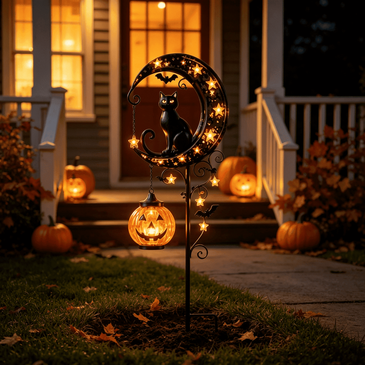 Clearance! Highland Cow Solar Garden Light, 18in Garden Statue with LED Glow, Waterproof Outdoor Yard Decor Stake, Resin Lawn Pathway Light for Backyard Patio Porch Halloween Gift