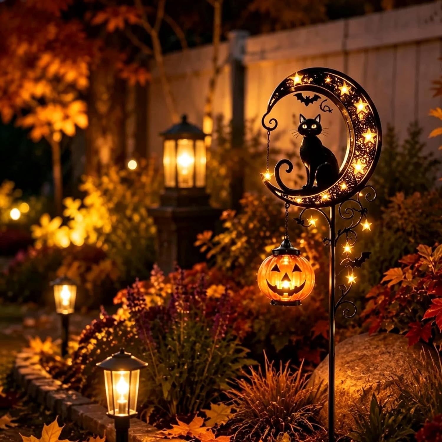 Clearance! Highland Cow Solar Garden Light, 18in Garden Statue with LED Glow, Waterproof Outdoor Yard Decor Stake, Resin Lawn Pathway Light for Backyard Patio Porch Halloween Gift