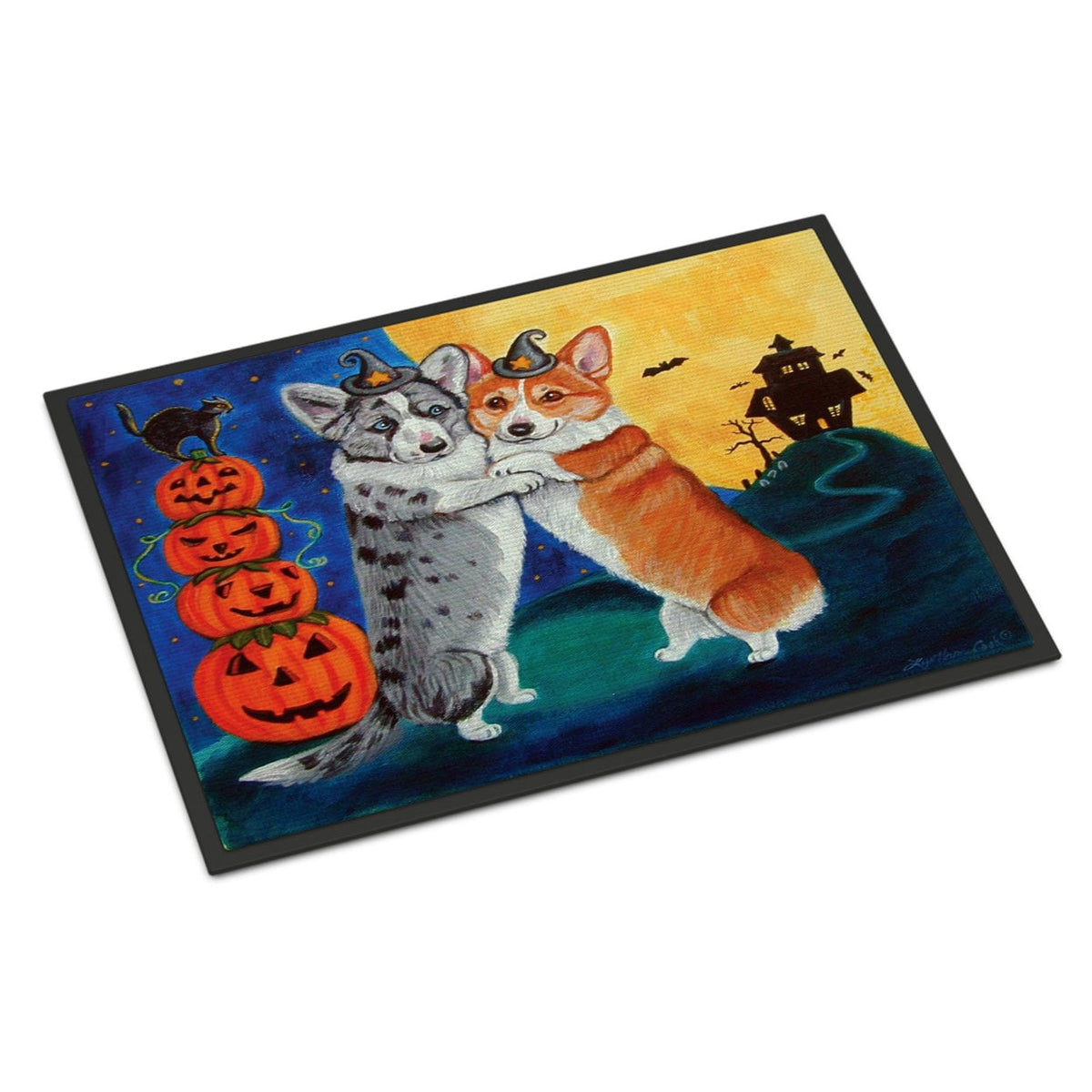 18 x 27 in. Corgi Halloween Scare Indoor or Outdoor Mat