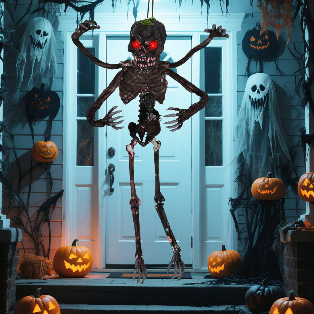 Costway 6 FT Animated Halloween Decoration Hanging Zombie Light-up Eyes Poseable Arms