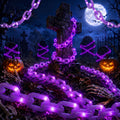 DAYBETTER 10FT Halloween Chain Lights, 8 Modes, Purple Lighted Props Chains, Waterproof for Outdoor Party, Creepy Cosplay, Spooky Ornaments